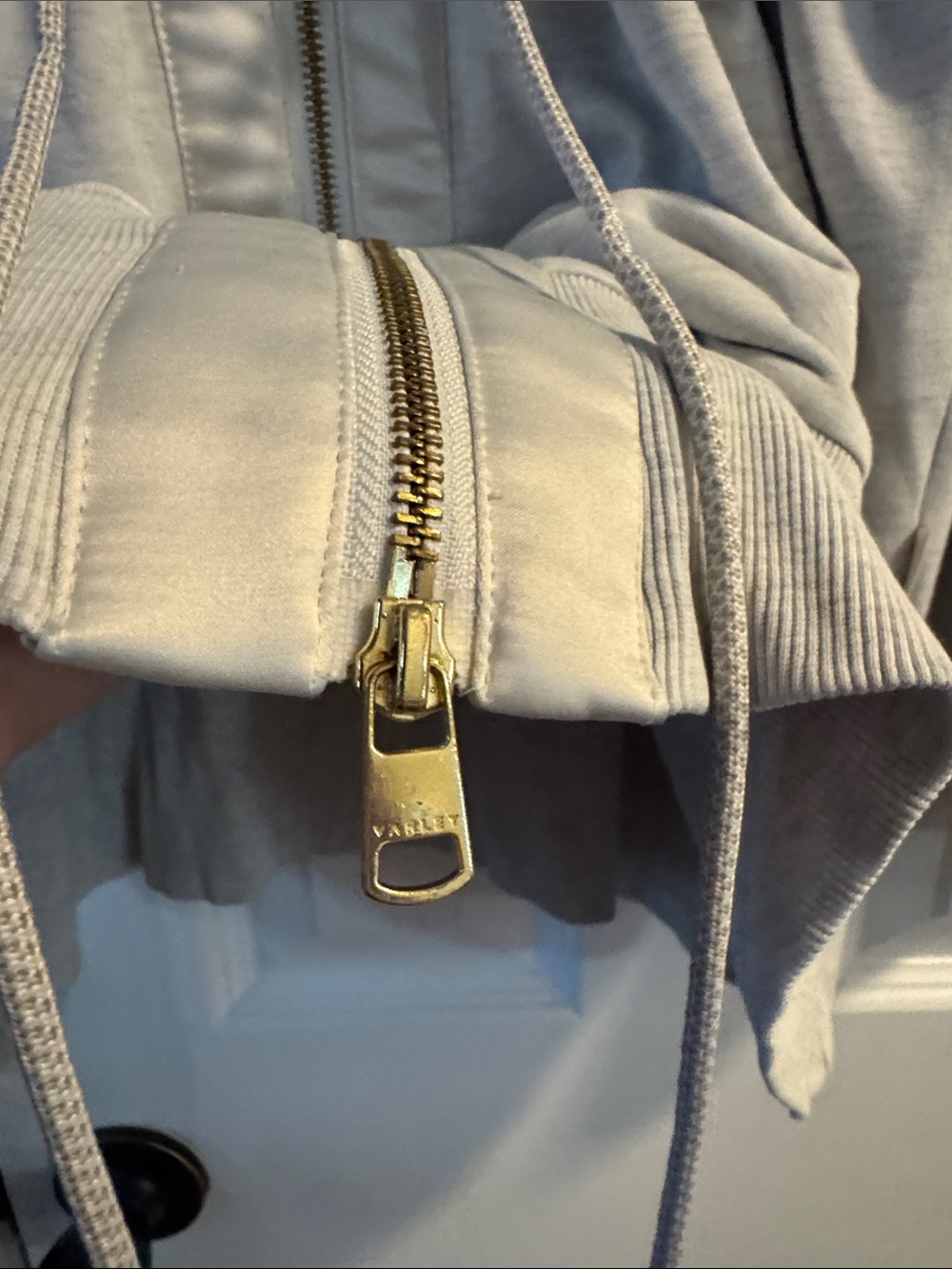 Varley Light Ivory Drawstring Zip Jacket with Gold Hardware - Picture 8 of 10